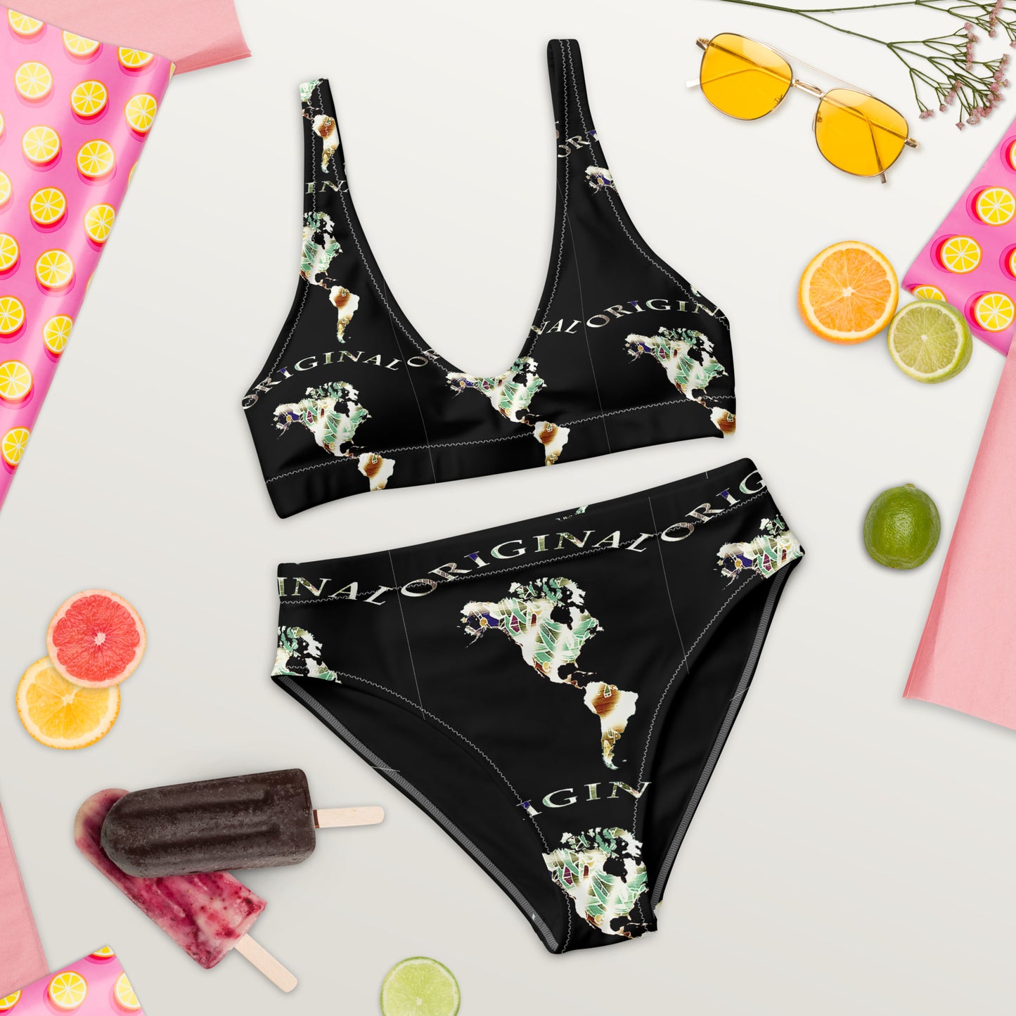 ONE ORIGINAL GEAR RECUR Recycled high-waisted bikini  Black/ Multi Color
