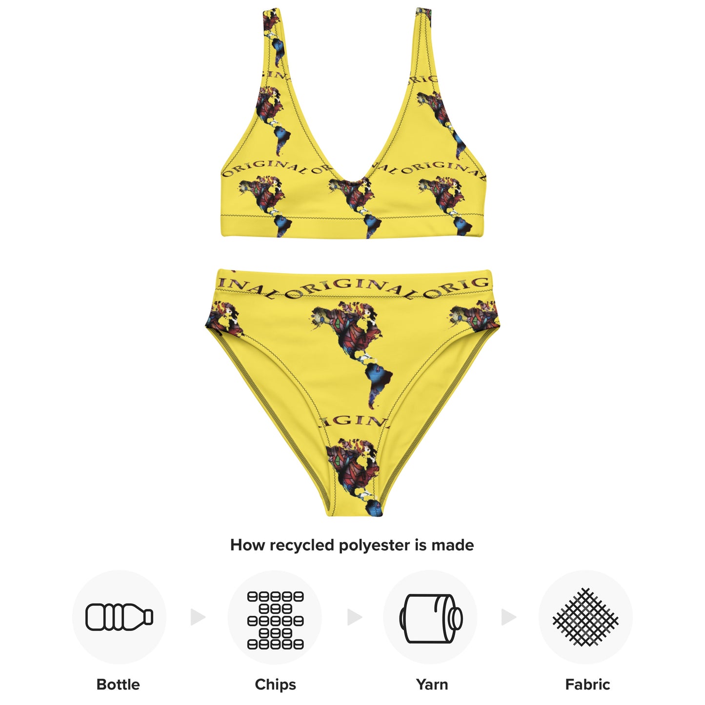 ONE ORIGINAL GEAR RECUR  Recycled high-waisted bikini  Yellow/ Multi Color