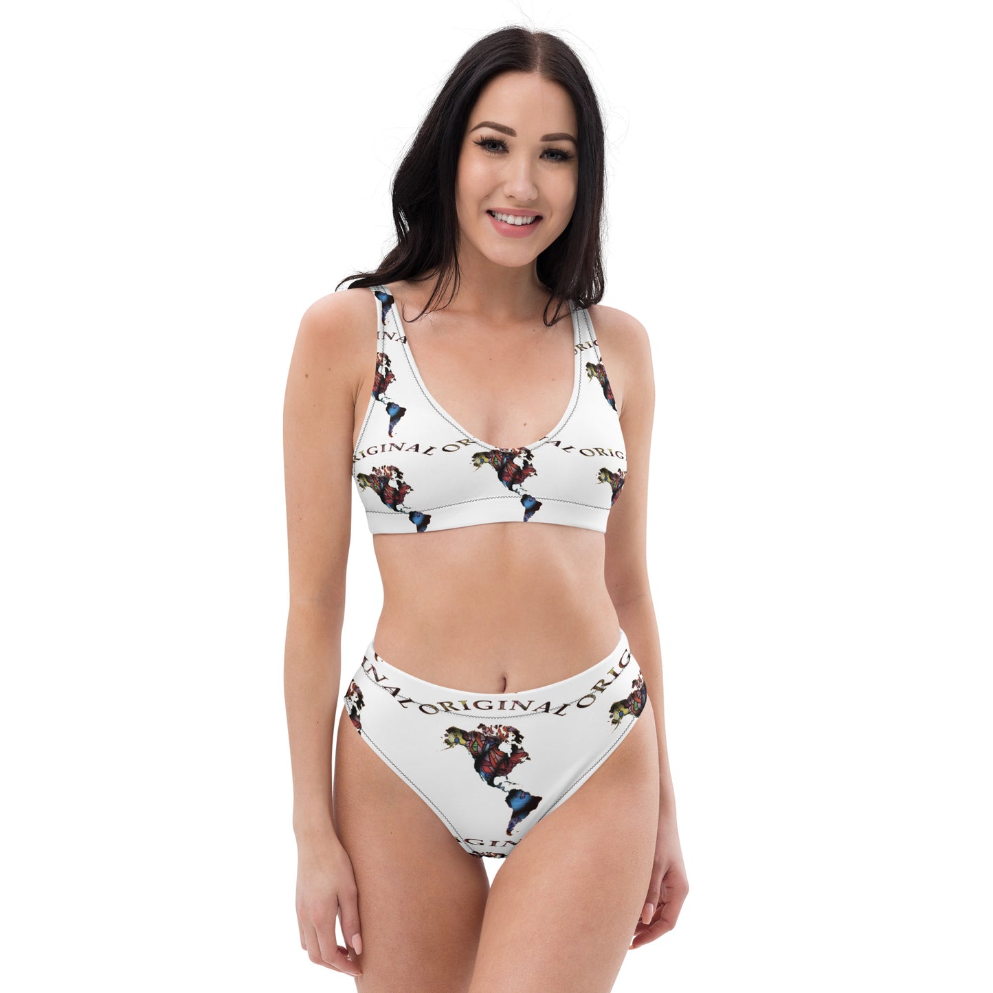 ONE ORIGINAL GEAR RECUR  Recycled high-waisted bikini  White/ Multi Color