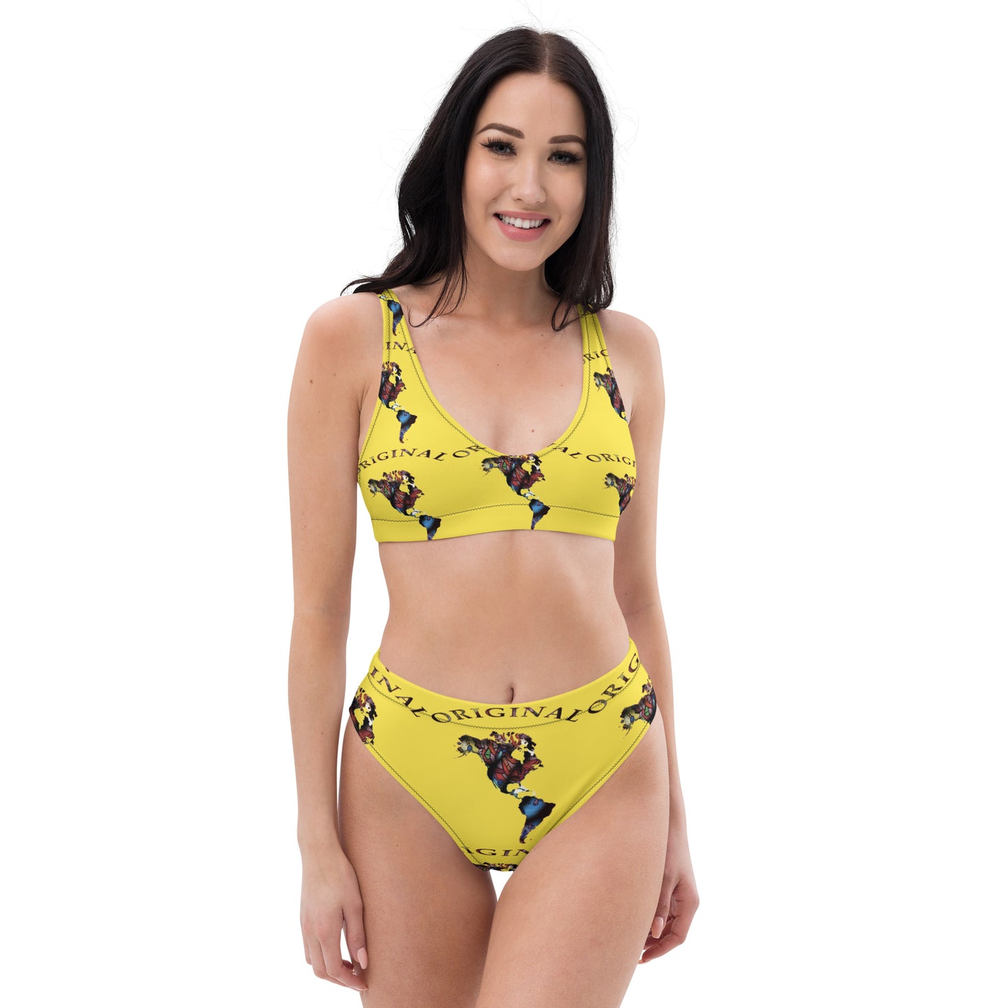 ONE ORIGINAL GEAR RECUR  Recycled high-waisted bikini  Yellow/ Multi Color