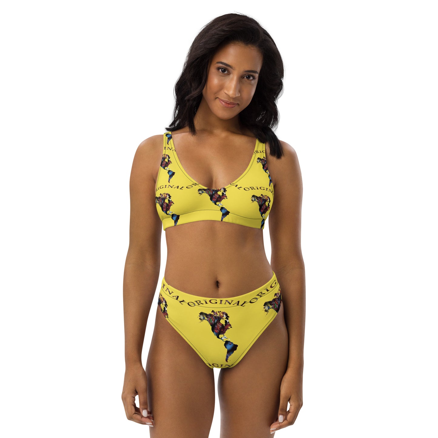 ONE ORIGINAL GEAR RECUR  Recycled high-waisted bikini  Yellow/ Multi Color