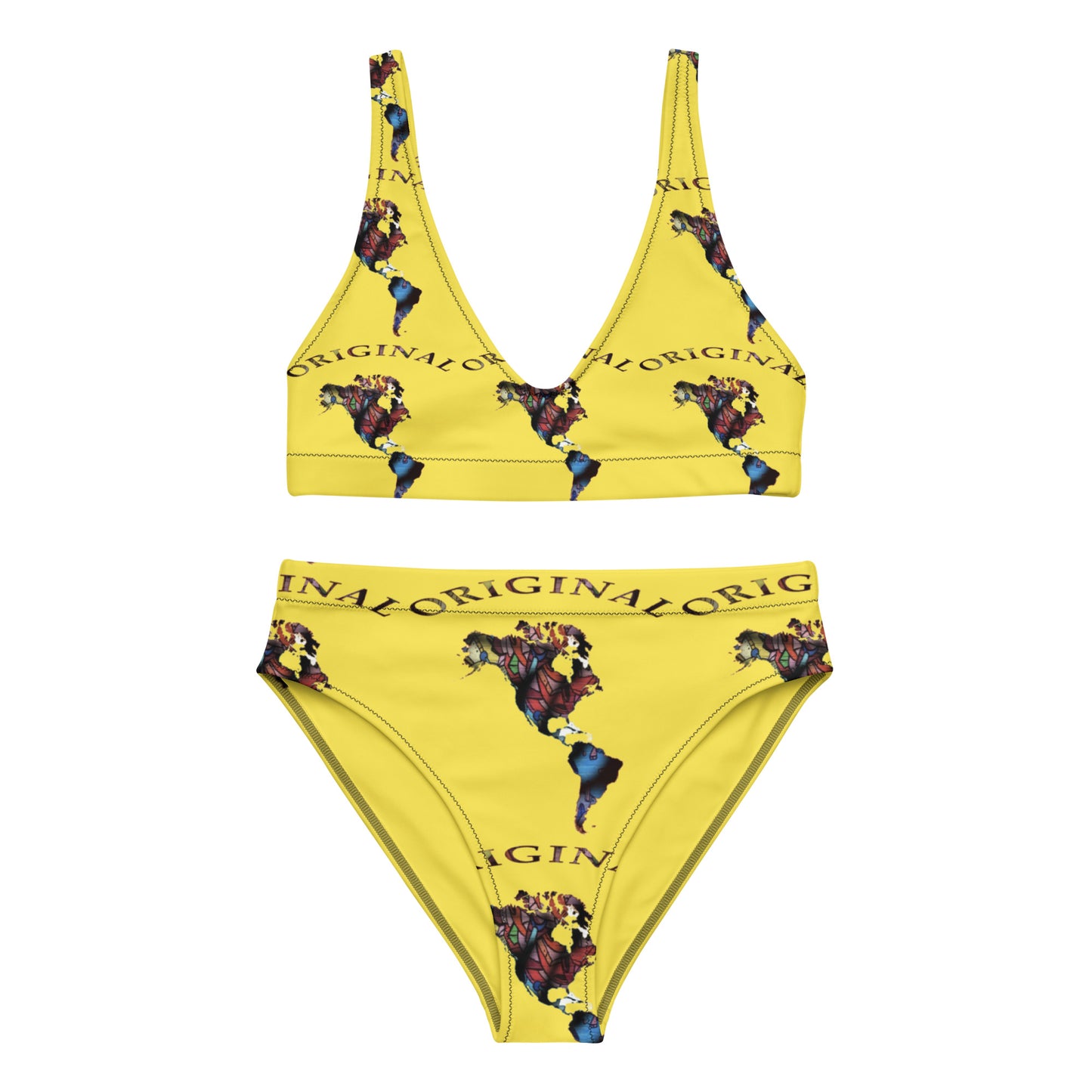 ONE ORIGINAL GEAR RECUR  Recycled high-waisted bikini  Yellow/ Multi Color