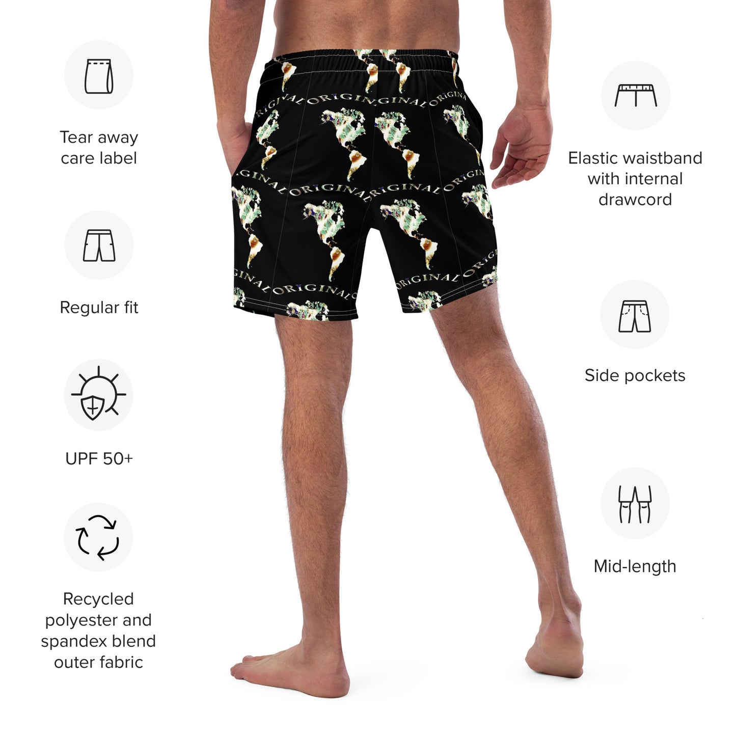 ONE ORIGINAL GEAR RECUR  Men's swim trunks   Black/ Multi Color