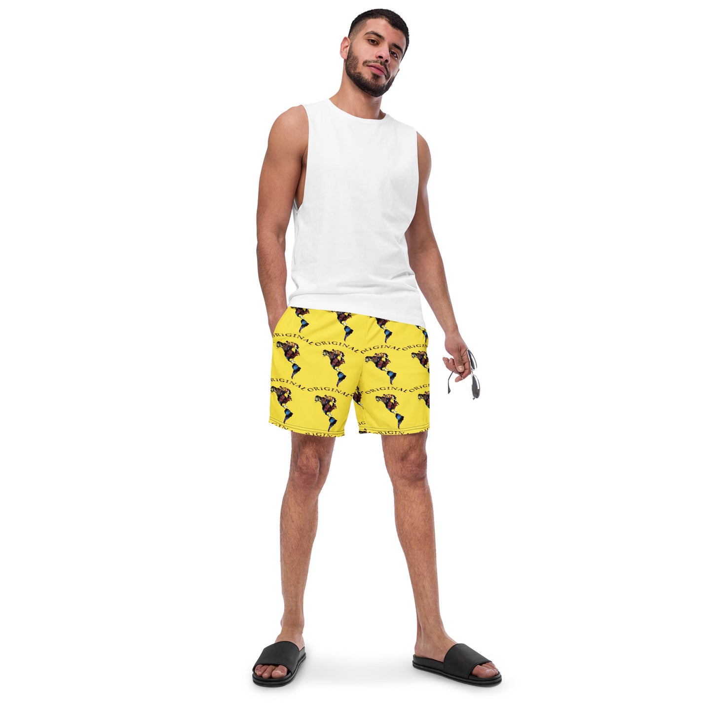 ONE ORIGINAL GEAR (SUN RISE WEAR) ECHO  Men's swim trunks  Yellow/ Multi Color