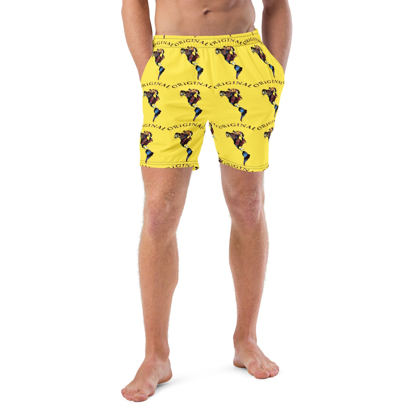 ONE ORIGINAL GEAR (SUN RISE WEAR) ECHO  Men's swim trunks  Yellow/ Multi Color