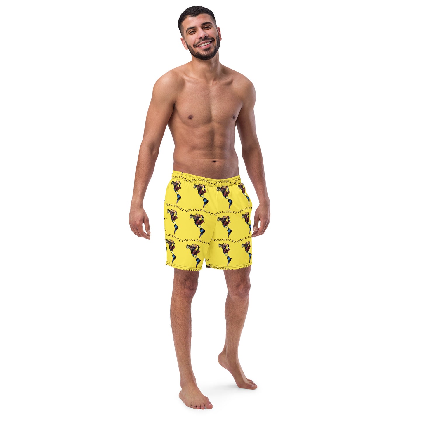ONE ORIGINAL GEAR (SUN RISE WEAR) ECHO  Men's swim trunks  Yellow/ Multi Color
