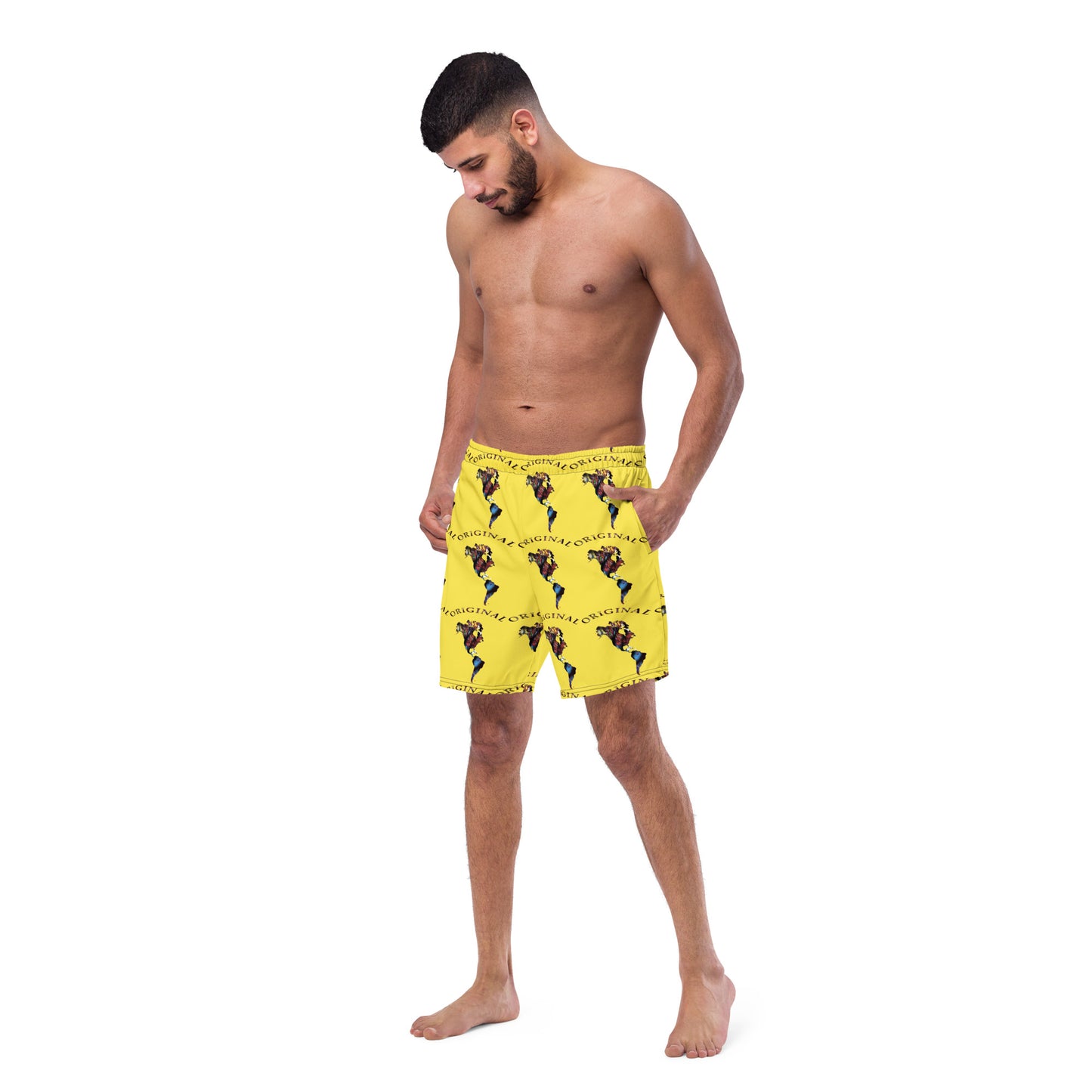 ONE ORIGINAL GEAR (SUN RISE WEAR) ECHO  Men's swim trunks  Yellow/ Multi Color