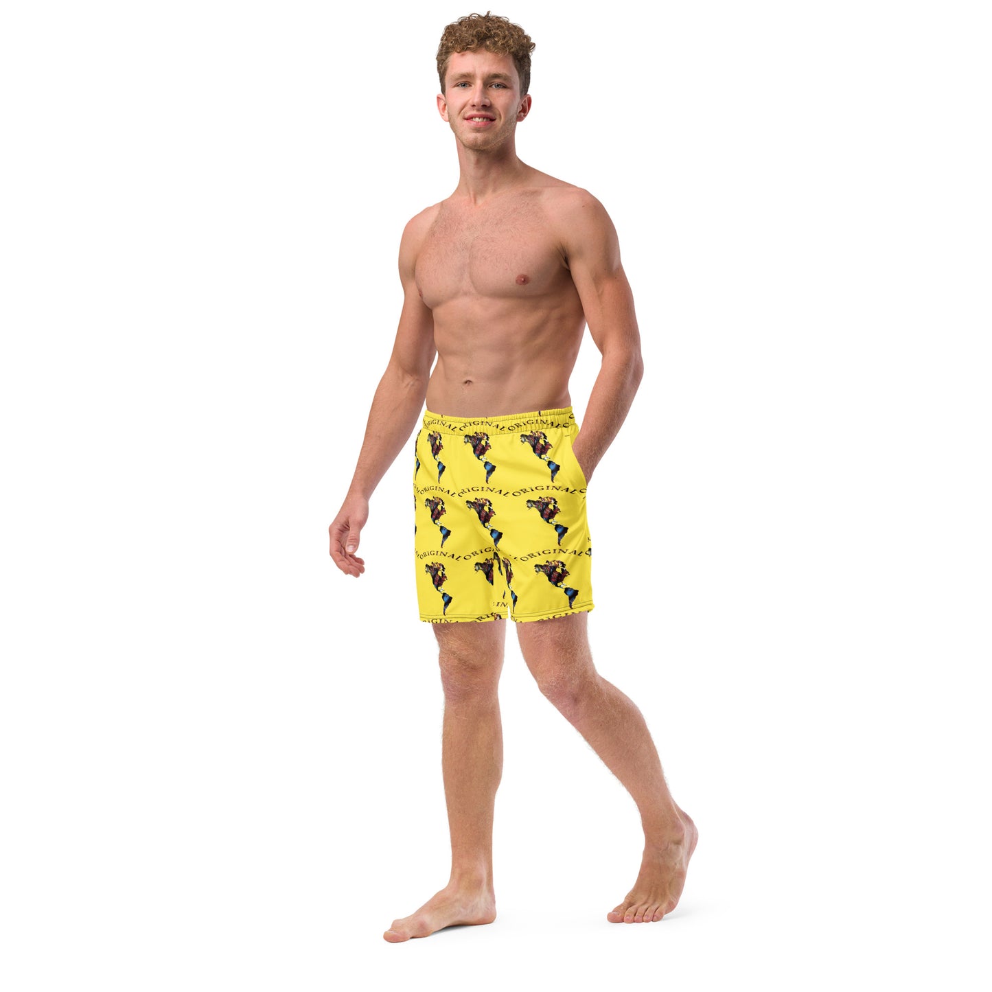 ONE ORIGINAL GEAR (SUN RISE WEAR) ECHO  Men's swim trunks  Yellow/ Multi Color