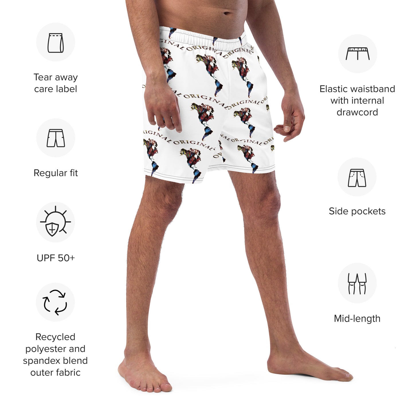 ONE ORIGINAL GEAR RECUR  Men's swim trunks   White/ Multi Color