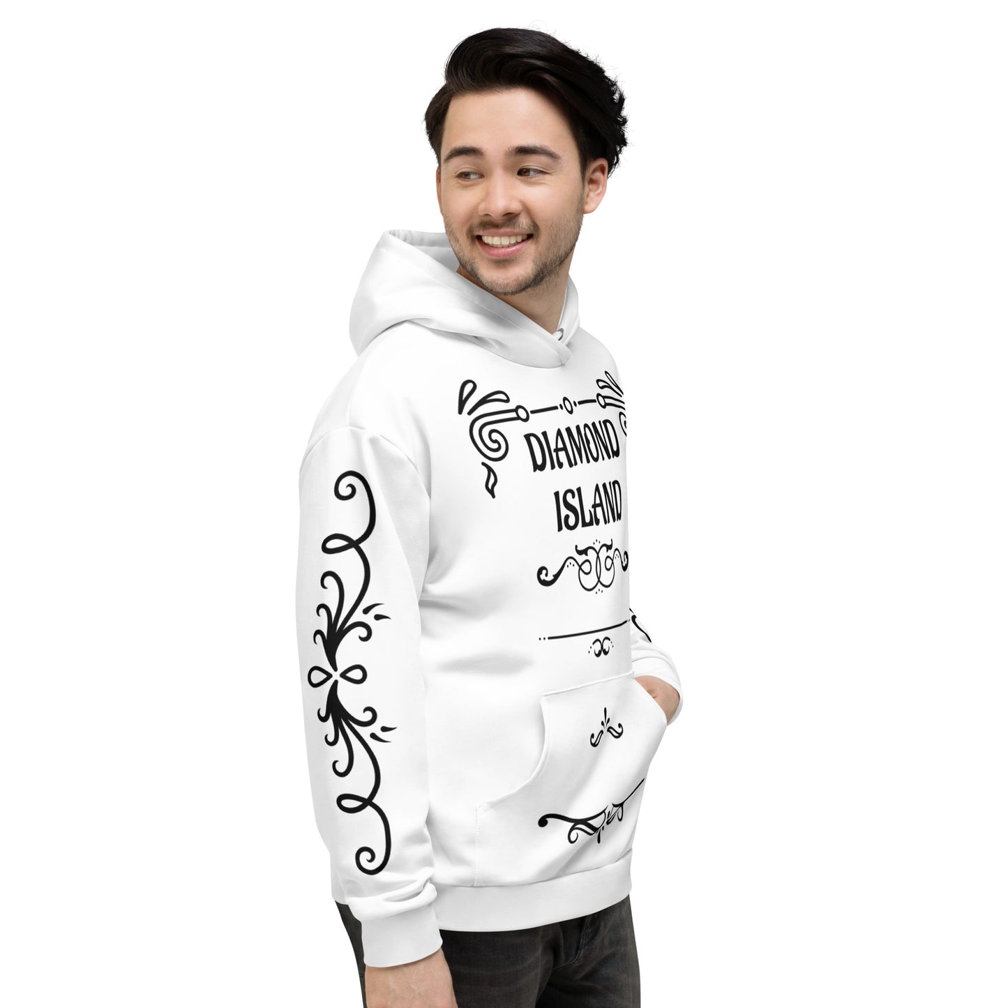 DIAMOND ISLAND DESIGNER  Unisex Hoodie (white)