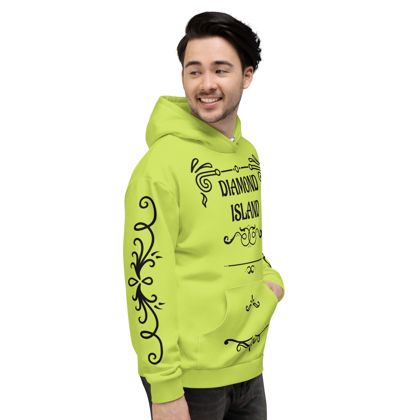 DIAMOND ISLAND DESIGNER Unisex Hoodie (lime green)