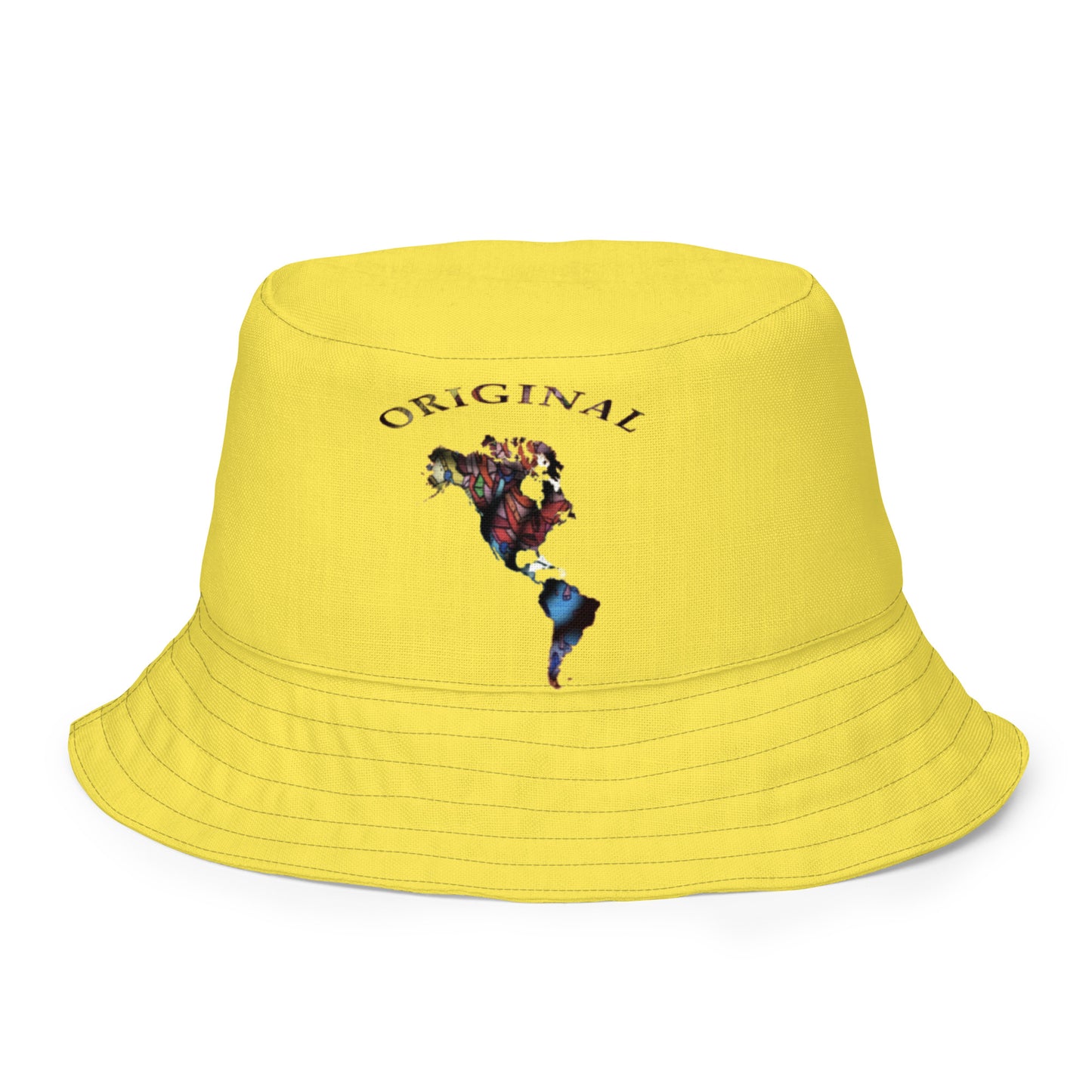 ONE ORIGINAL GEAR (SUN RISE WEAR)  Reversible bucket hat   Yellow/ Multi Color