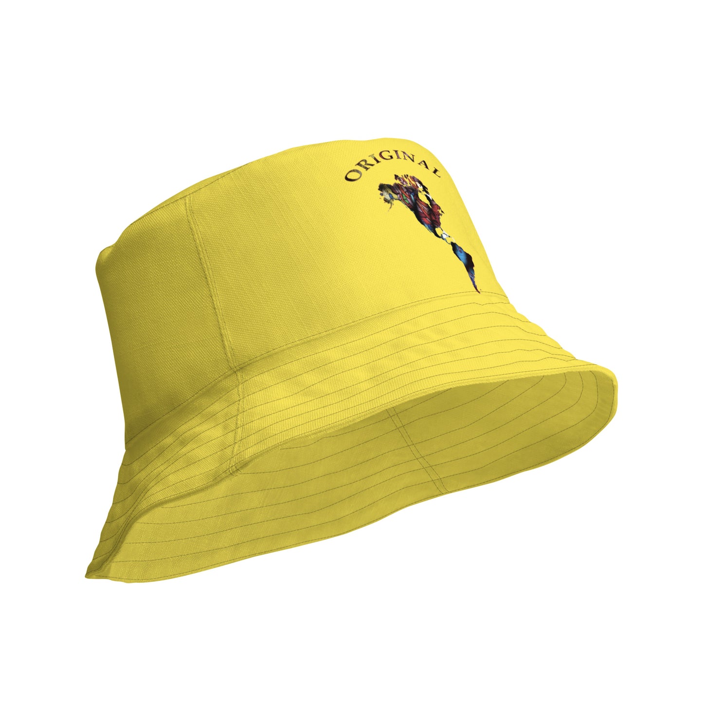 ONE ORIGINAL GEAR (SUN RISE WEAR)  Reversible bucket hat   Yellow/ Multi Color