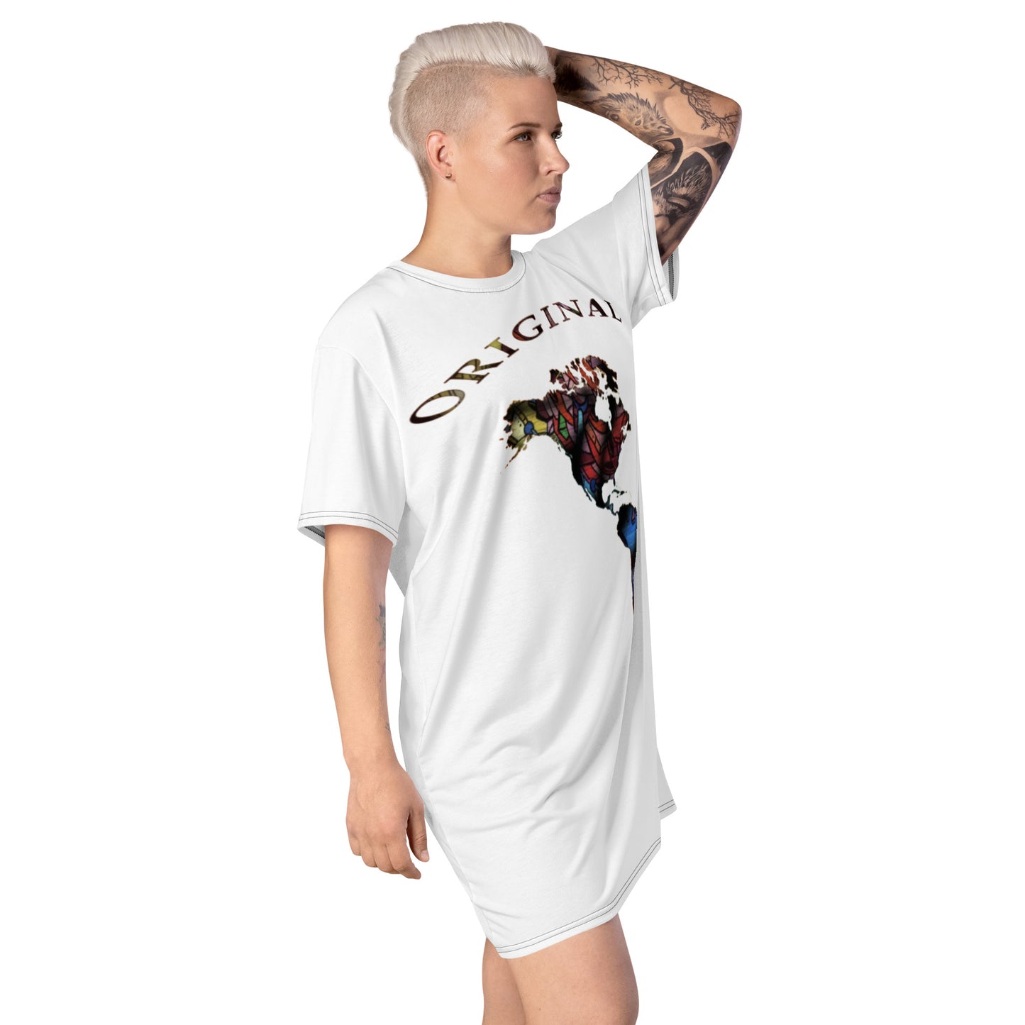 ONE ORIGINAL GEAR  T-shirt dress   White/ Multi Color