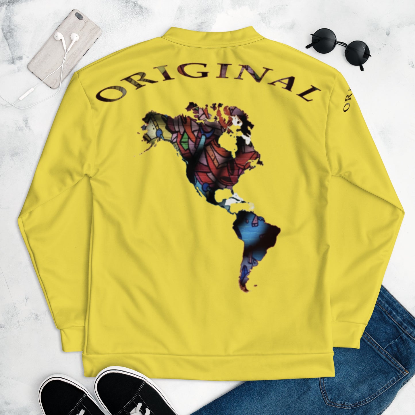 ONE ORIGINAL GEAR (SUN RISE WEAR)  Unisex Bomber Jacket  Yellow/ Multi Color