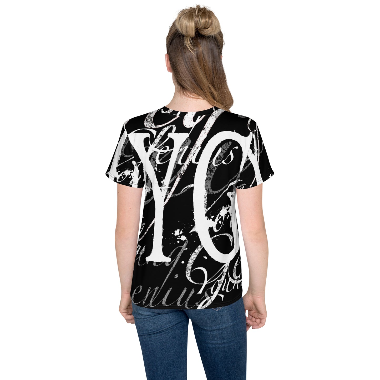 YOUNG GENIUS GEAR REPEAT  Youth crew neck t-shirt   Black/ White