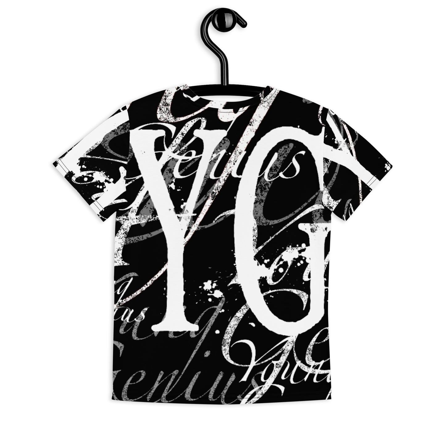 YOUNG GENIUS GEAR REPEAT  Youth crew neck t-shirt   Black/ White
