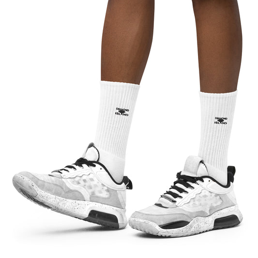 DIAMOND ISLAND  Embroidered socks. White/ Black