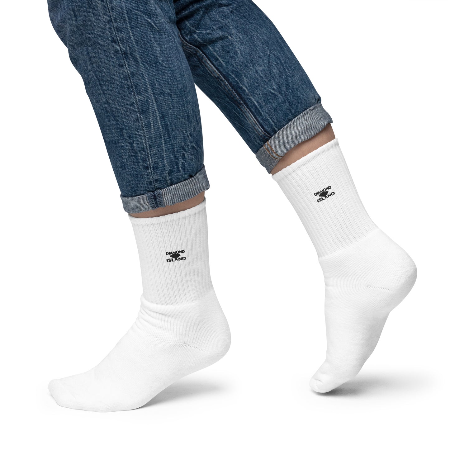 DIAMOND ISLAND  Embroidered socks. White/ Black