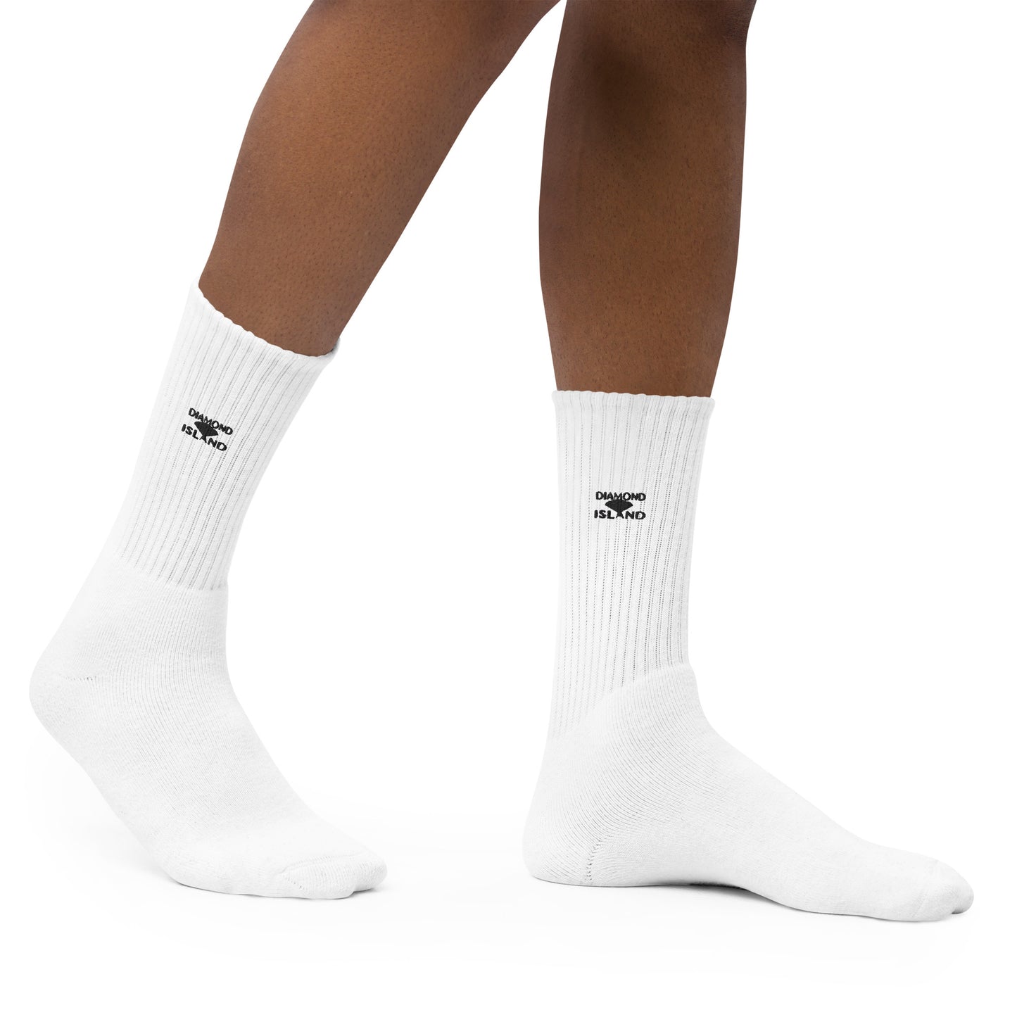 DIAMOND ISLAND  Embroidered socks. White/ Black