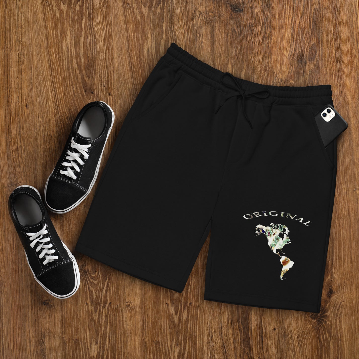 ONE ORIGINAL GEAR  Men's fleece shorts. Black/ Multi Color
