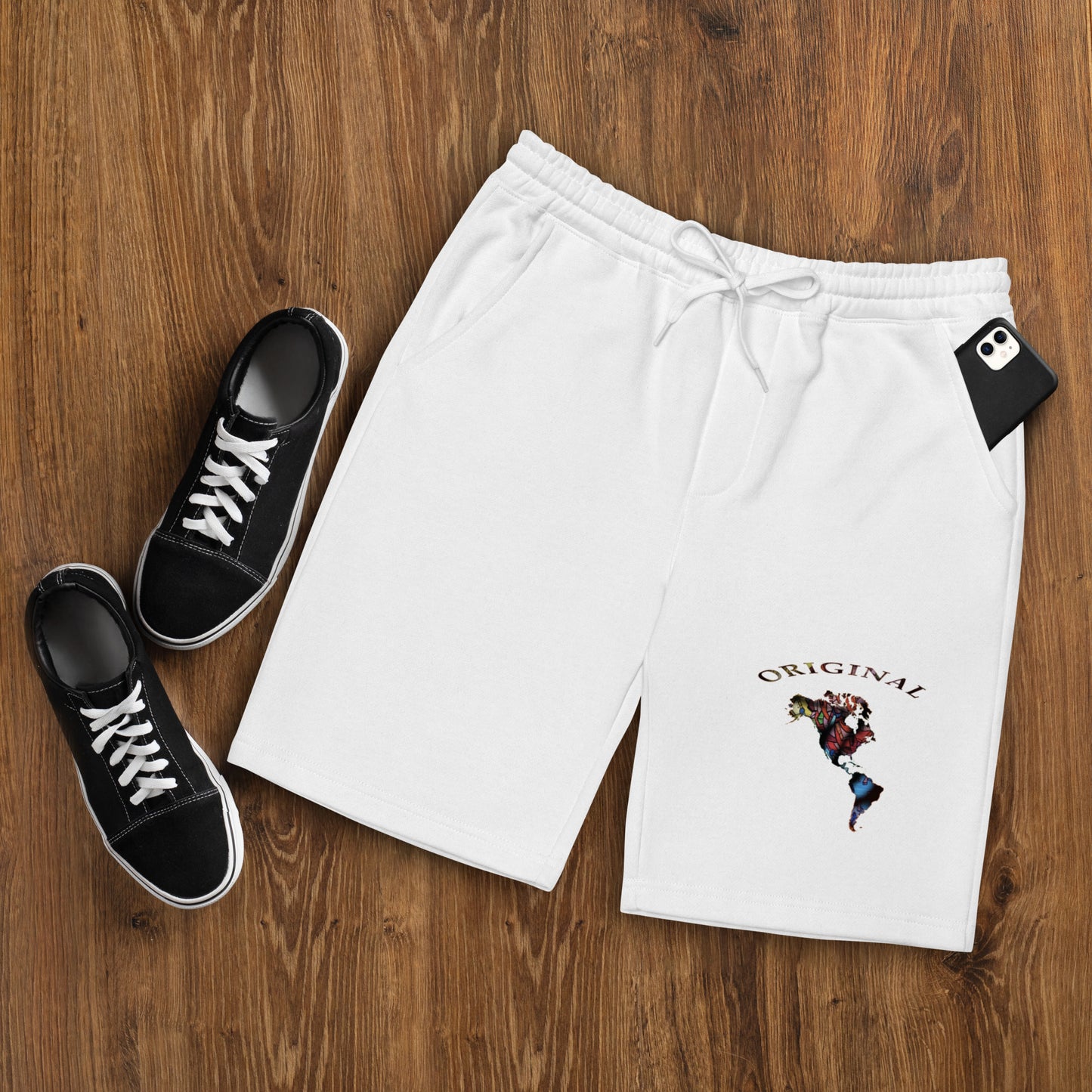 ONE ORIGINAL GEAR  Men's fleece shorts  White/ Multi Color