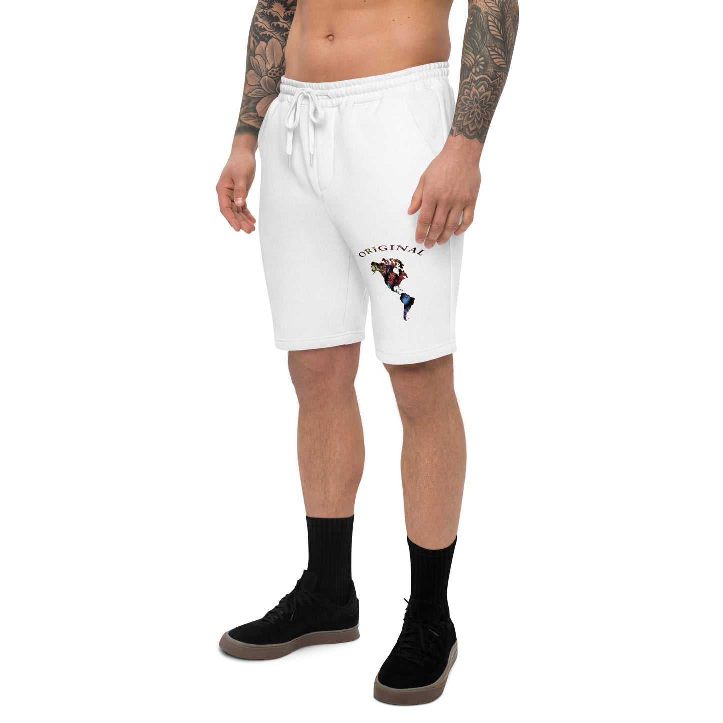 ONE ORIGINAL GEAR  Men's fleece shorts  White/ Multi Color