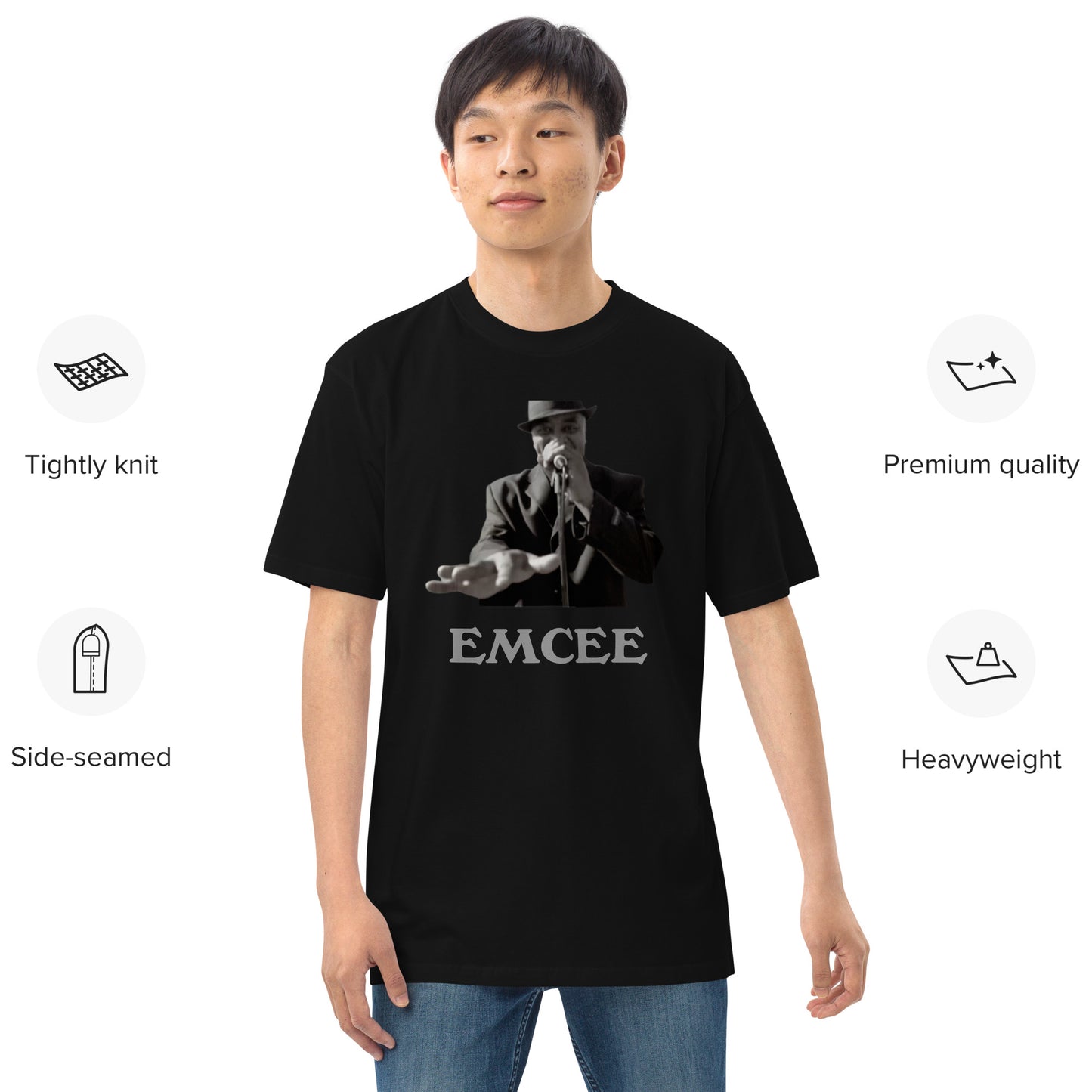 DIAMOND ISLAND EMCEE  Men’s premium heavyweight tee  Black/ White