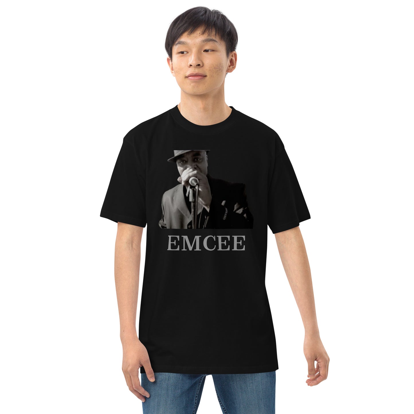 DIAMOND ISLAND EMCEE  Men’s premium heavyweight tee  White/ Black