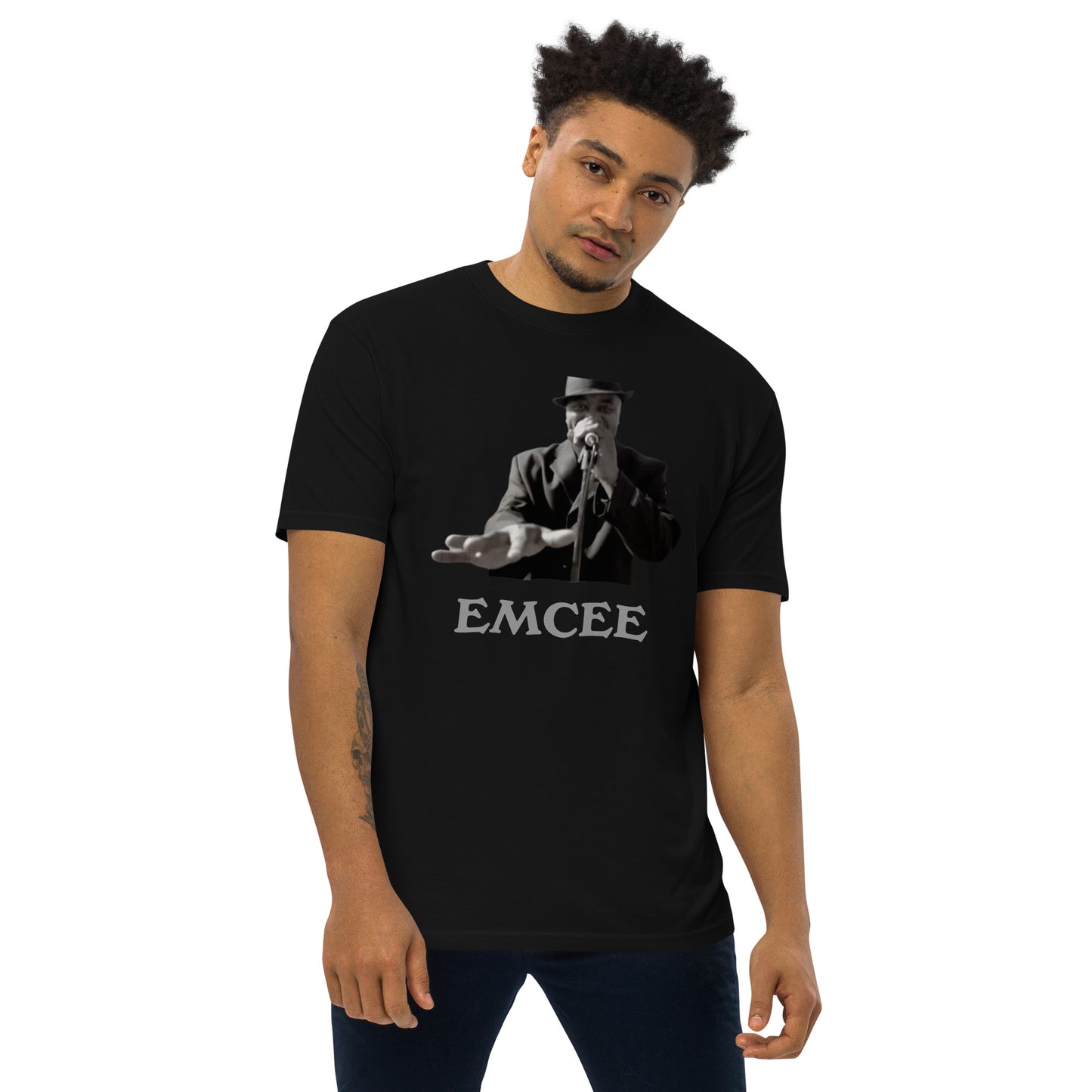 DIAMOND ISLAND EMCEE  Men’s premium heavyweight tee  Black/ White