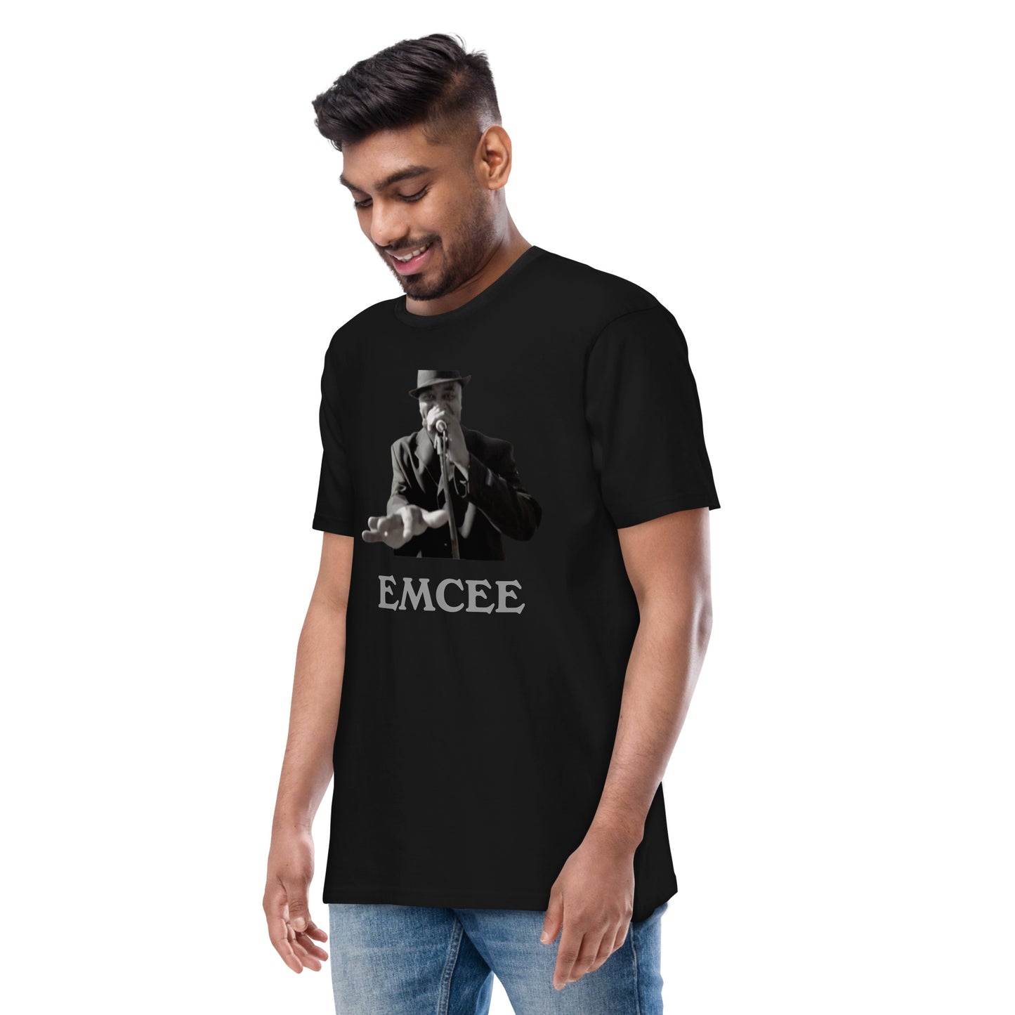 DIAMOND ISLAND EMCEE  Men’s premium heavyweight tee  Black/ White