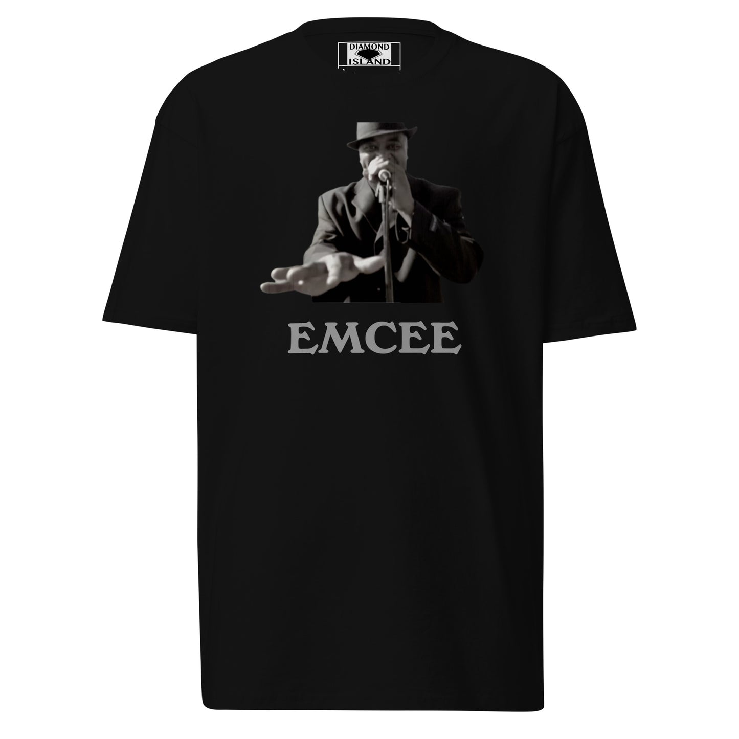 DIAMOND ISLAND EMCEE  Men’s premium heavyweight tee  Black/ White