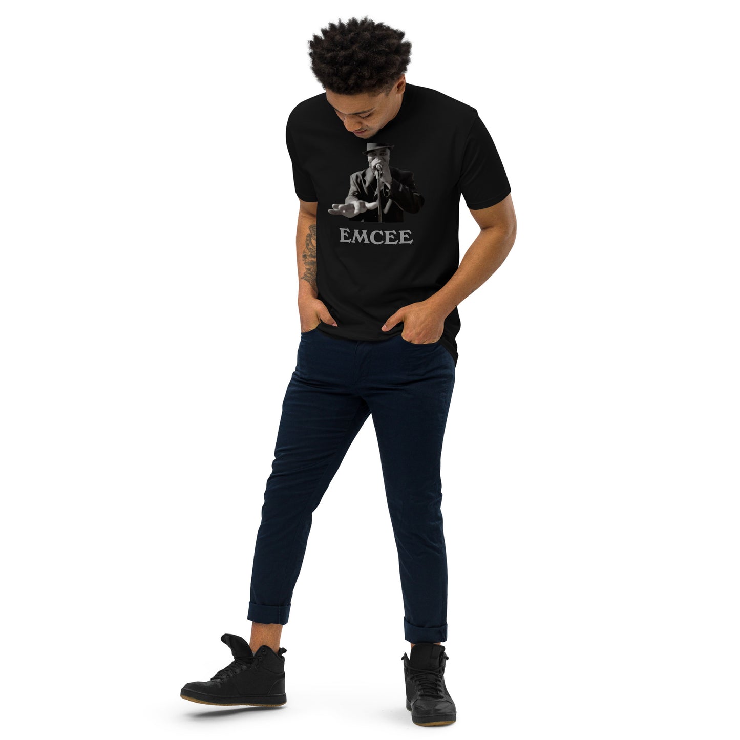 DIAMOND ISLAND EMCEE  Men’s premium heavyweight tee  Black/ White