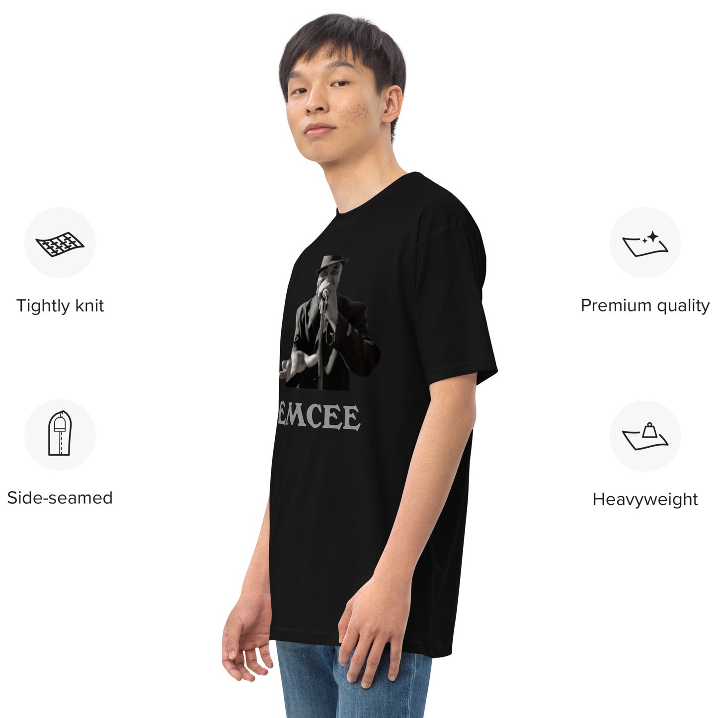 DIAMOND ISLAND EMCEE  Men’s premium heavyweight tee  Black/ White