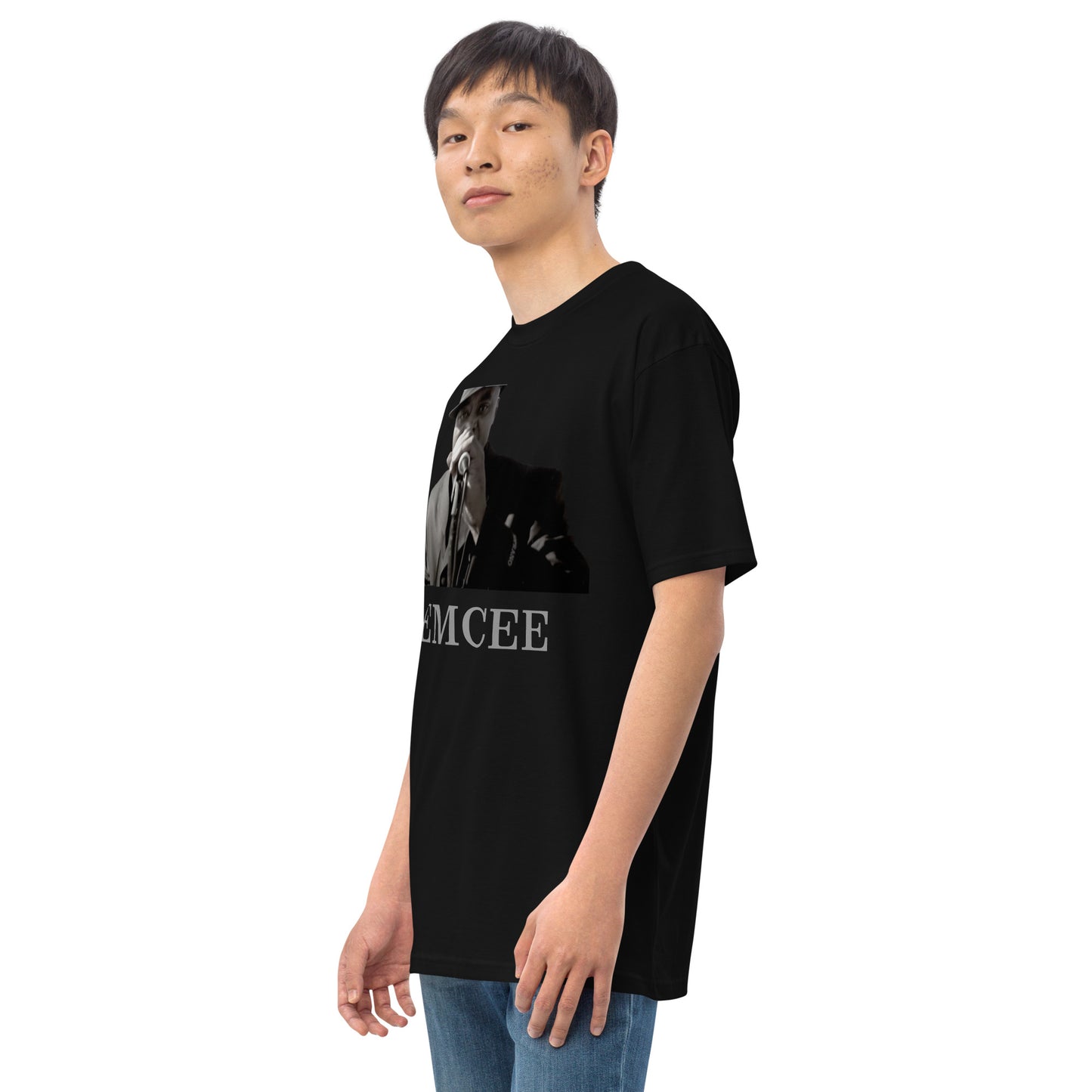 DIAMOND ISLAND EMCEE  Men’s premium heavyweight tee  White/ Black