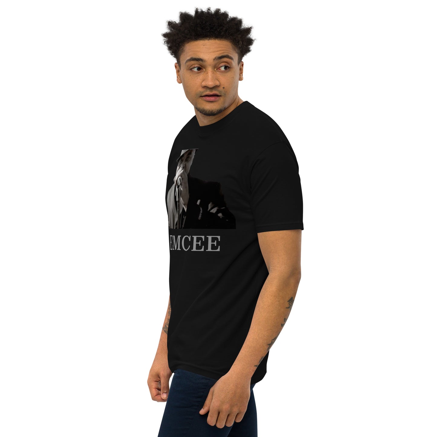 DIAMOND ISLAND EMCEE  Men’s premium heavyweight tee  White/ Black