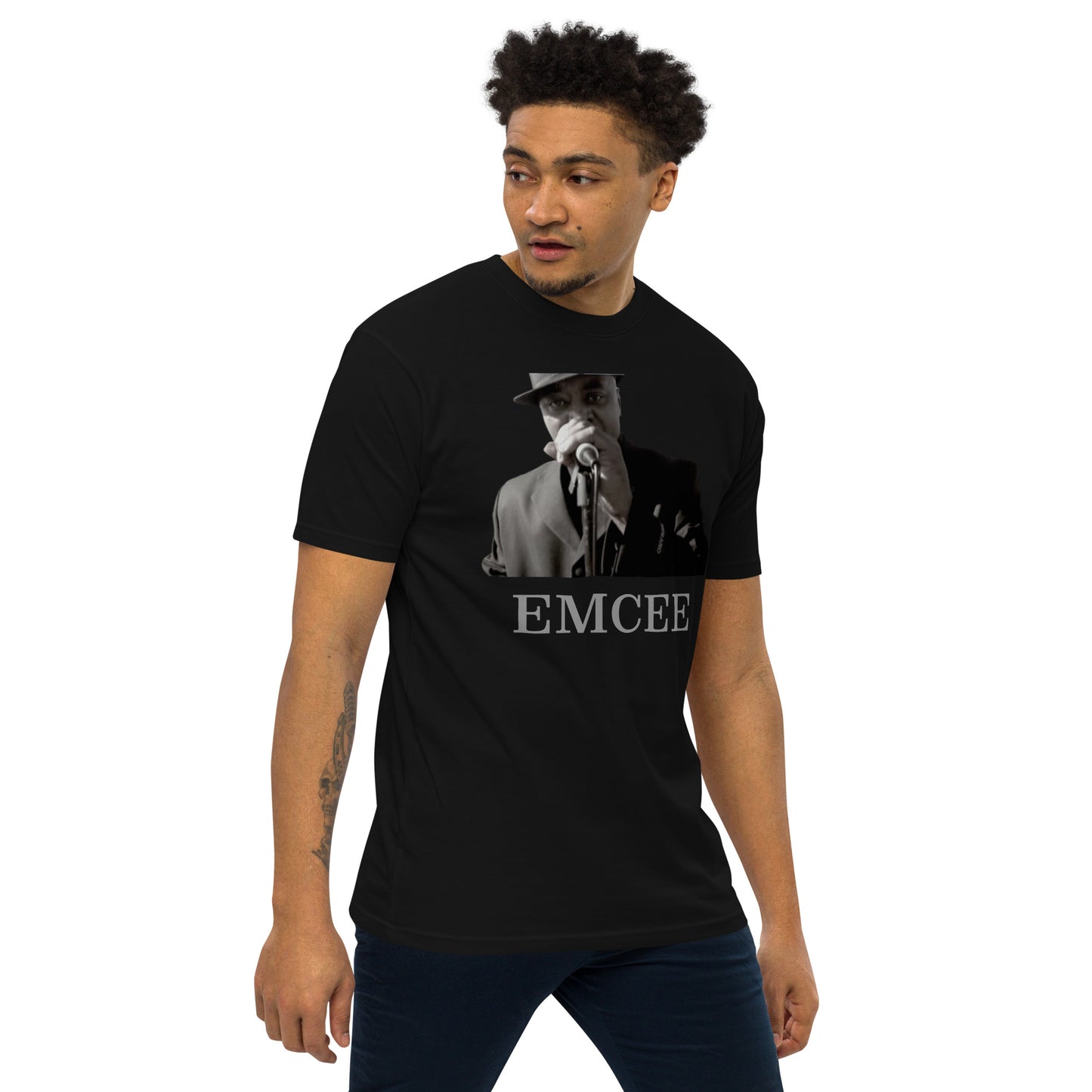 DIAMOND ISLAND EMCEE  Men’s premium heavyweight tee  White/ Black