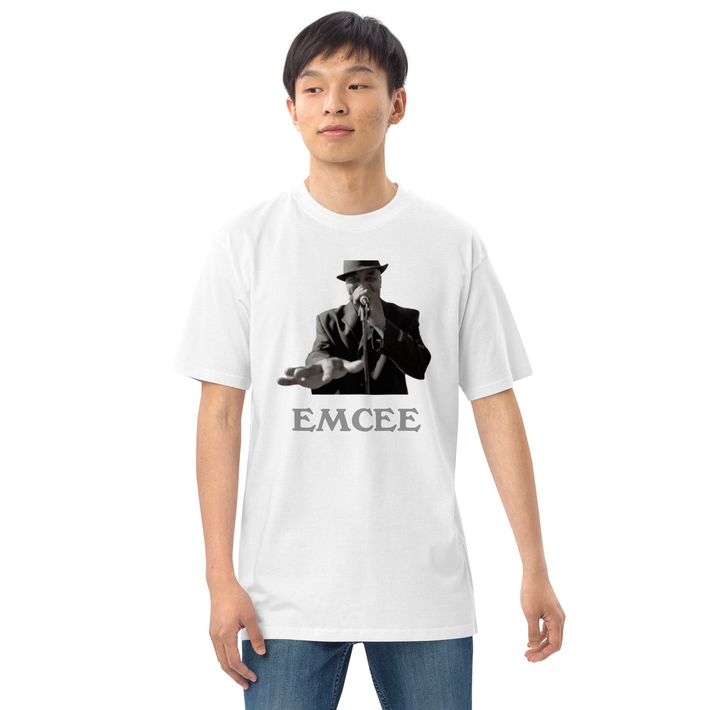 DIAMOND ISLAND EMCEE  Men’s premium heavyweight tee  Black/ White