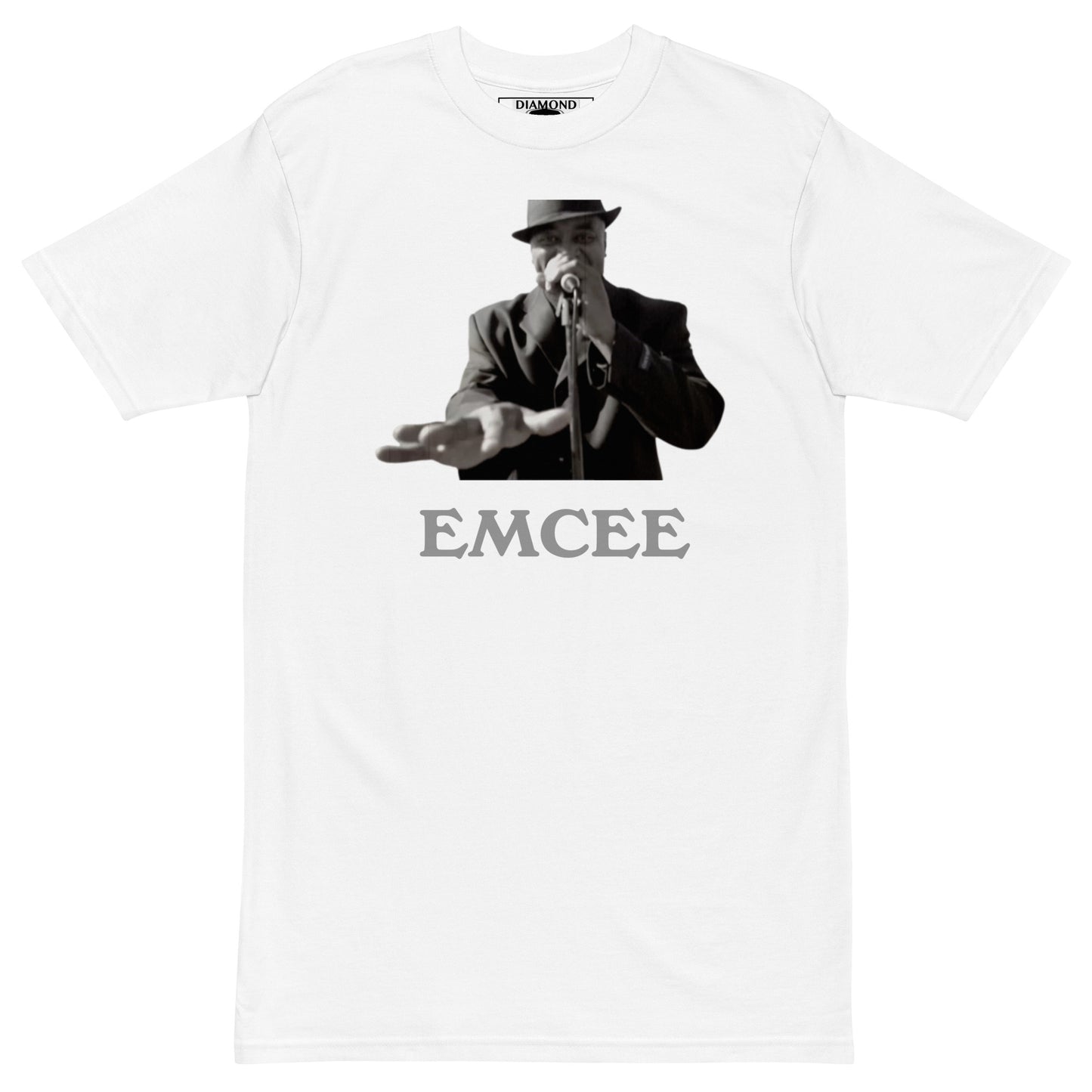 DIAMOND ISLAND EMCEE  Men’s premium heavyweight tee  Black/ White