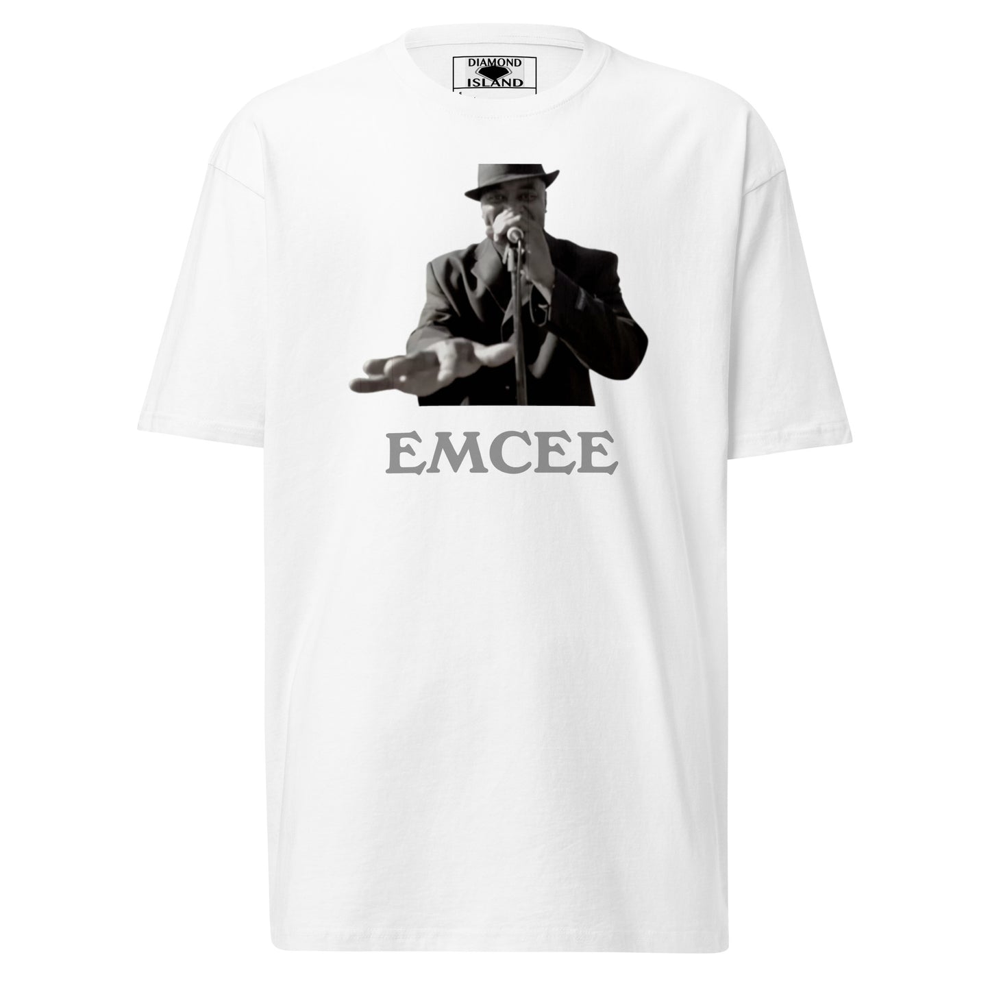 DIAMOND ISLAND EMCEE  Men’s premium heavyweight tee  Black/ White