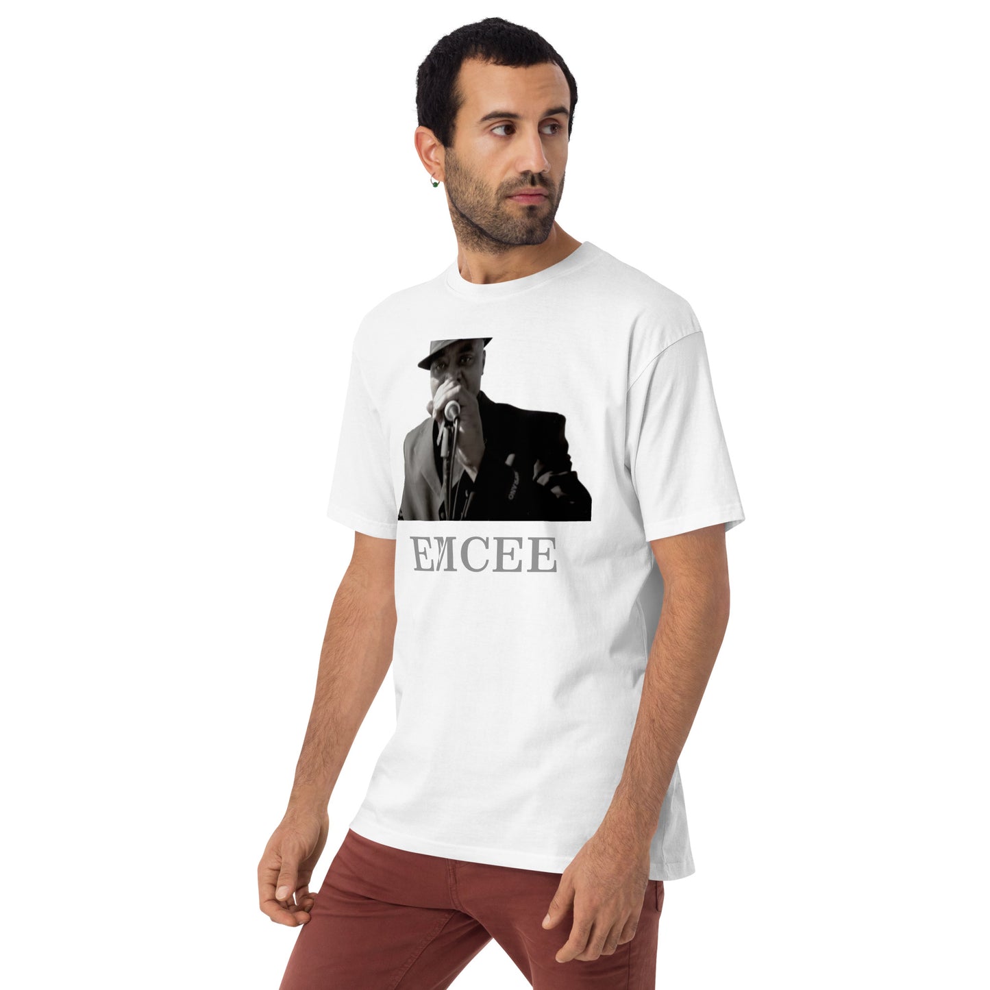DIAMOND ISLAND EMCEE  Men’s premium heavyweight tee  White/ Black