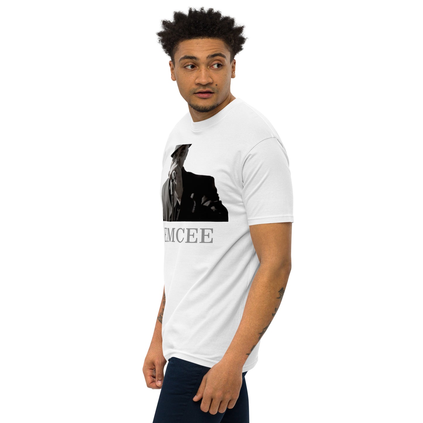 DIAMOND ISLAND EMCEE  Men’s premium heavyweight tee  White/ Black