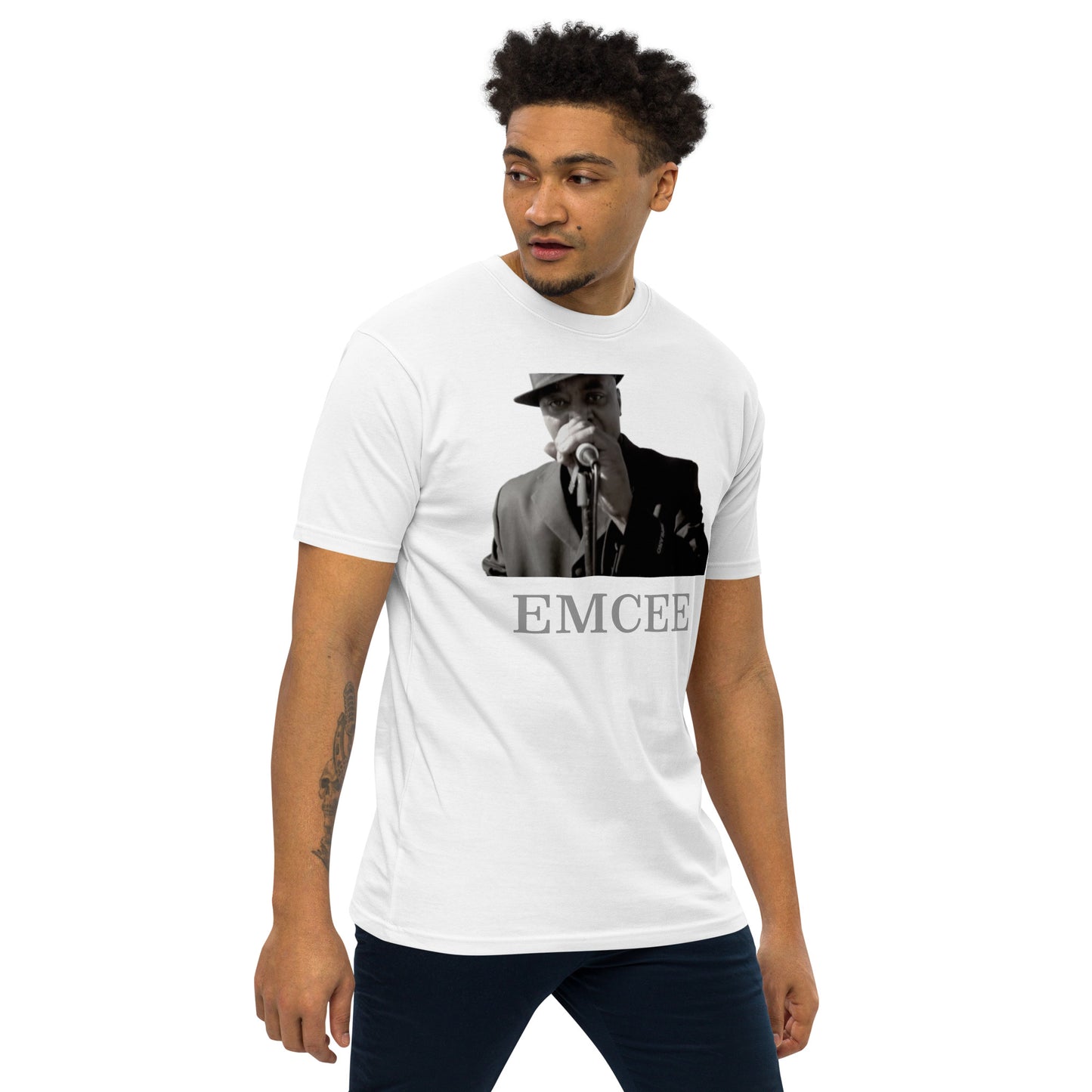 DIAMOND ISLAND EMCEE  Men’s premium heavyweight tee  White/ Black