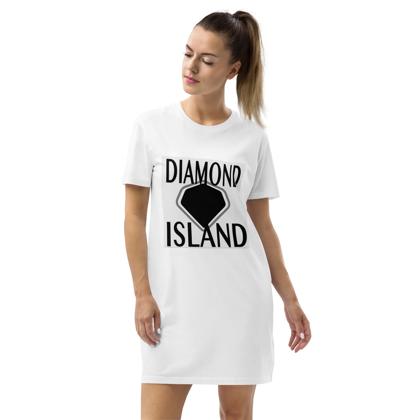 DIAMOND ISLAND  Organic cotton t-shirt dress  White/ Black