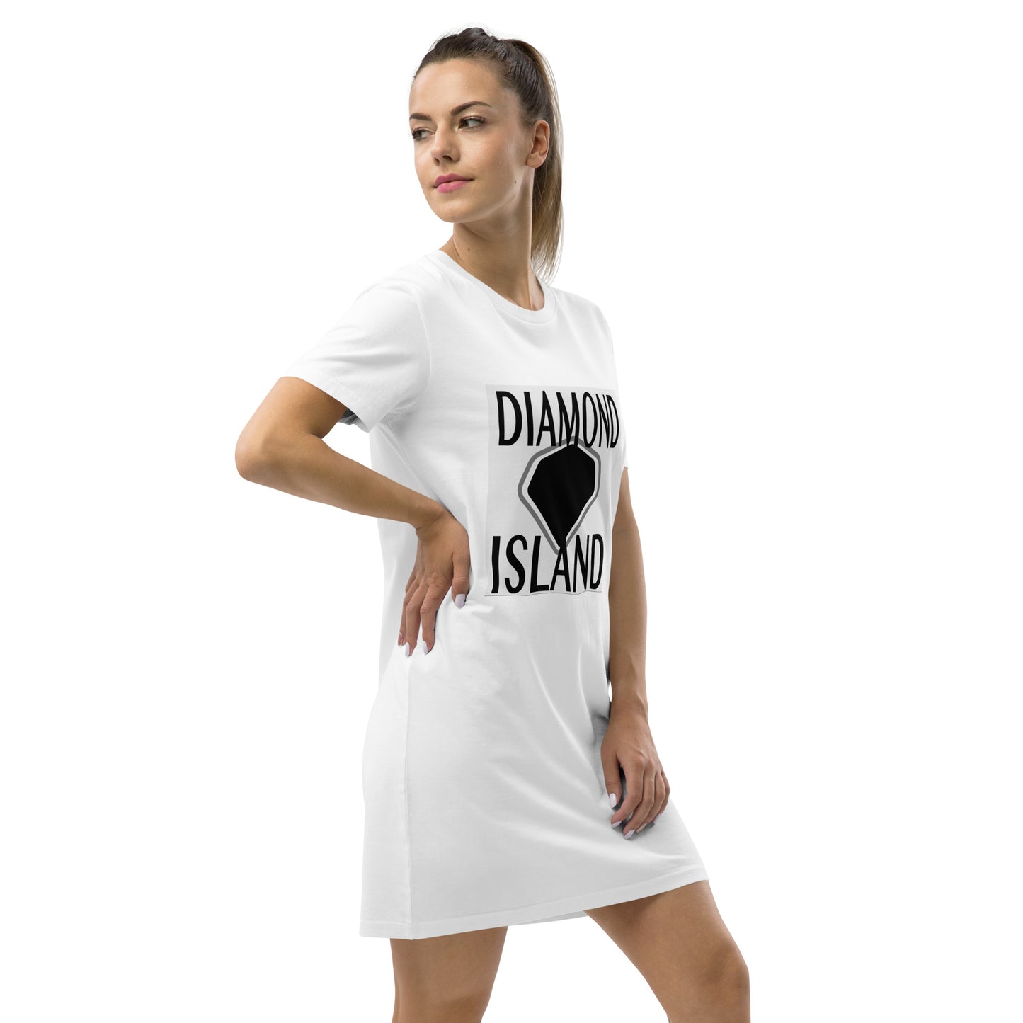 DIAMOND ISLAND  Organic cotton t-shirt dress  White/ Black