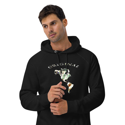 ONE ORIGINAL GEAR  Unisex eco raglan hoodie  Black/ Multi Color