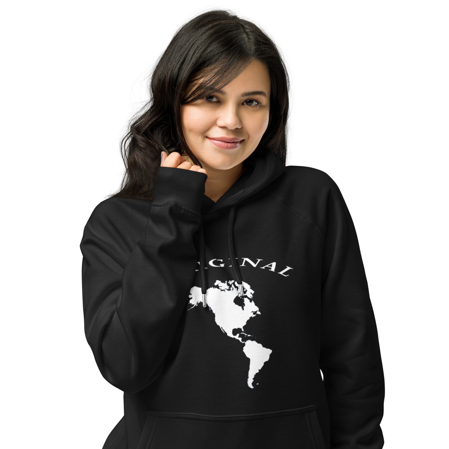ONE ORIGINAL GEAR  Unisex eco raglan hoodie  Black/ White