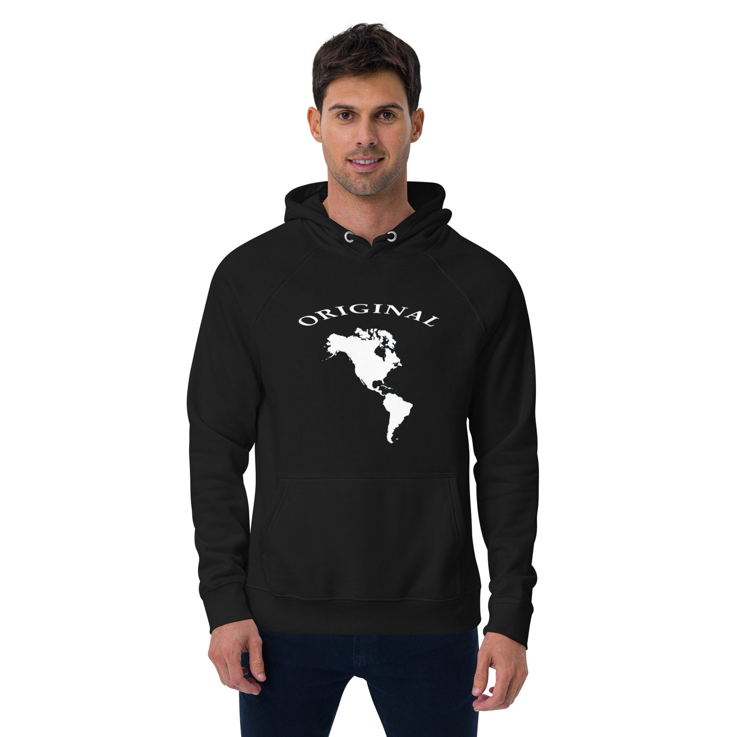 ONE ORIGINAL GEAR  Unisex eco raglan hoodie  Black/ White