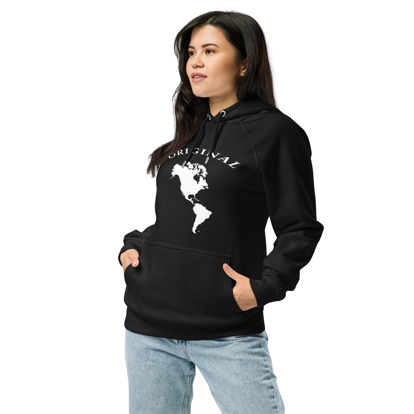 ONE ORIGINAL GEAR  Unisex eco raglan hoodie  Black/ White