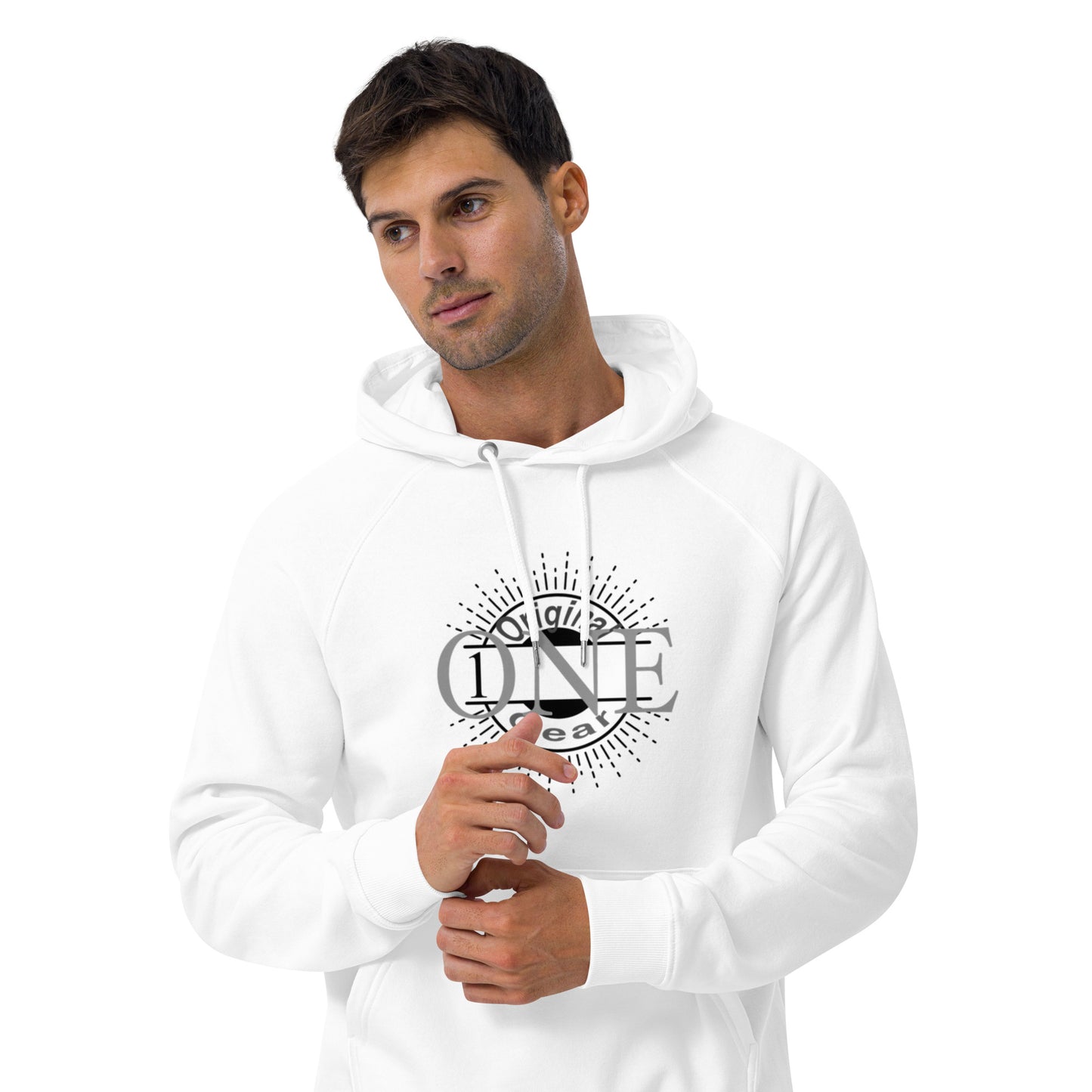 ONE ORIGINAL WEAR  Unisex eco raglan hoodie  White/ Black